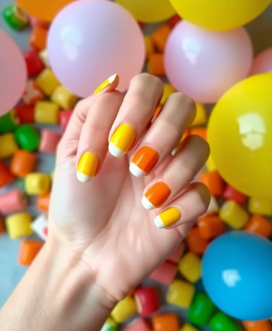 21 Gorgeous Summer Holiday Nail Ideas to Make Your Friends Jealous! - 9. Candy Corn Chic