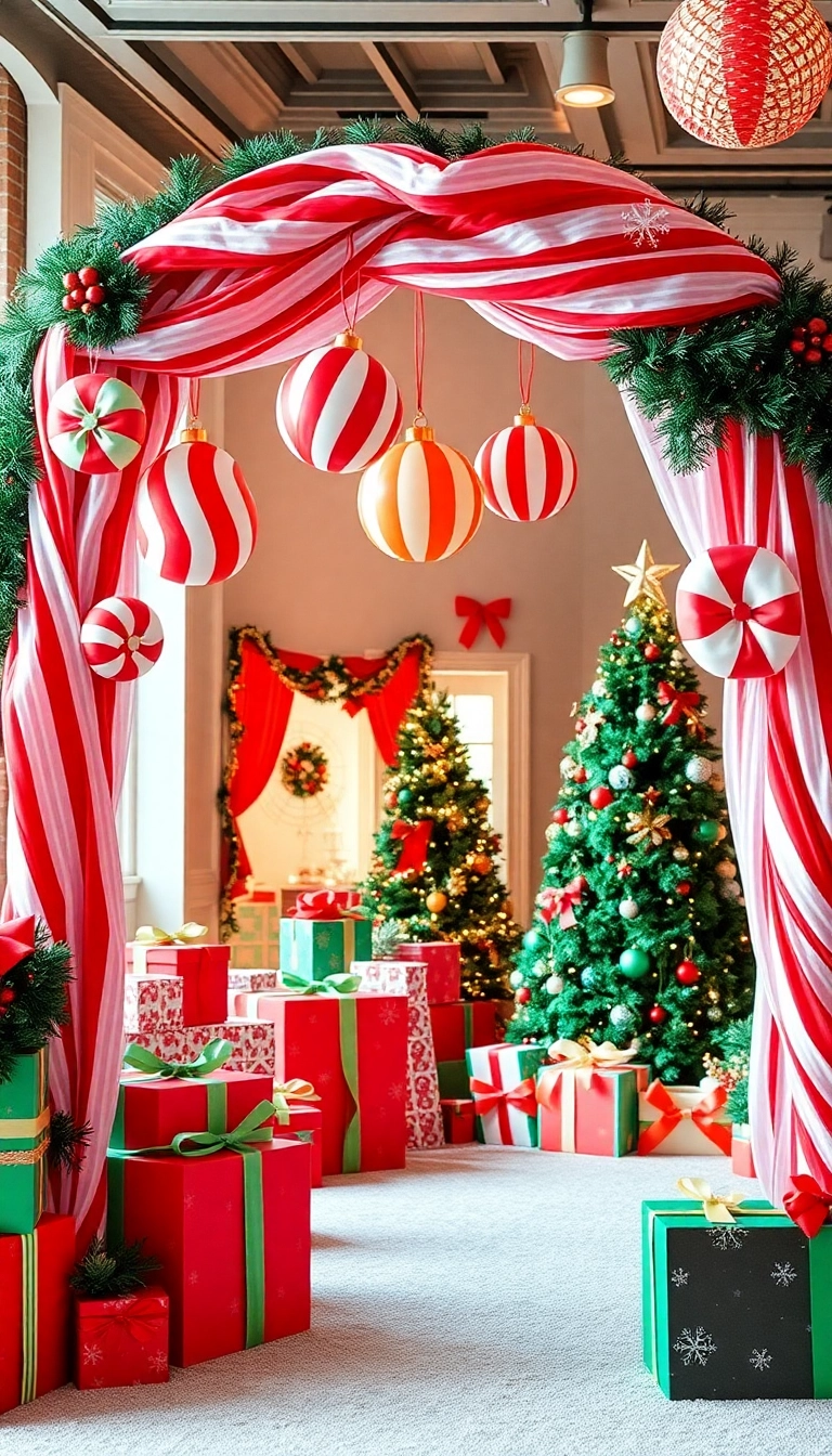 21 Stunning Christmas Archway Decor Ideas to Transform Your Indoor Space (You Won't Believe #14!) - 3. Whimsical Candy Cane Theme