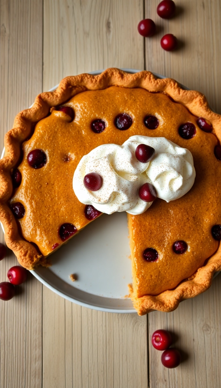 21 Irresistible Cranberry Dessert Recipes You’ll Want to Make This Holiday Season! - 11. Cranberry Pumpkin Pie