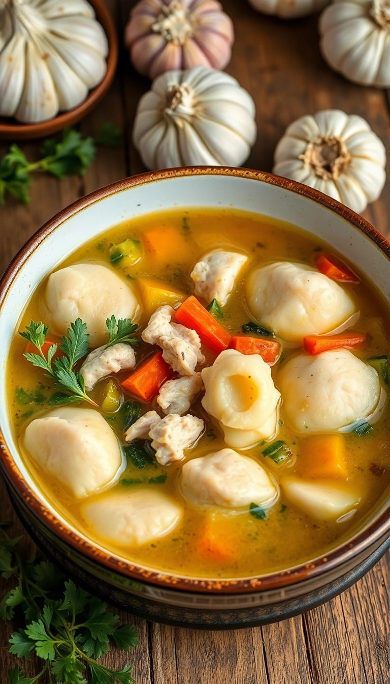 21 Chicken and Dumpling Soup Ideas That Will Warm Your Heart (And Your Belly!) - 21. Chicken and Dumpling Soup with Roasted Garlic