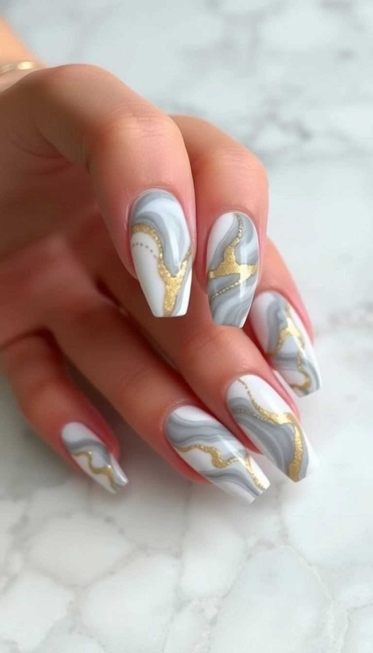 23 Gorgeous Acrylic Nail Ideas That'll Make Heads Turn (Especially #8!) - 5. Marble Masterpiece