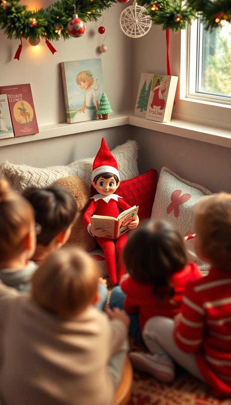 10 Interactive Elf on the Shelf Ideas for Toddlers (They’ll Be Begging for More!) - 8. Elf's Storytime Corner