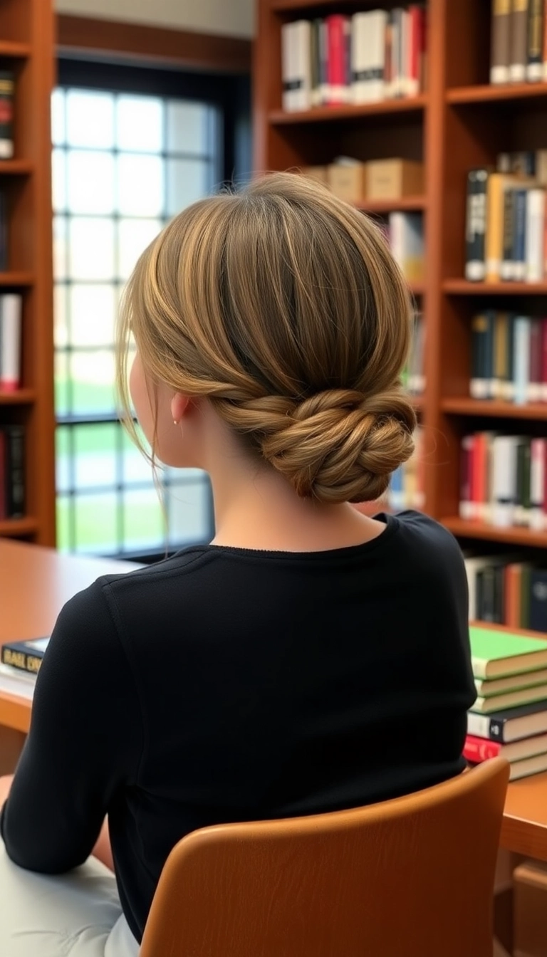 21 Cute and Easy Hairstyles for School That Will Make You the Trendsetter! - 15. Low Twisted Bun