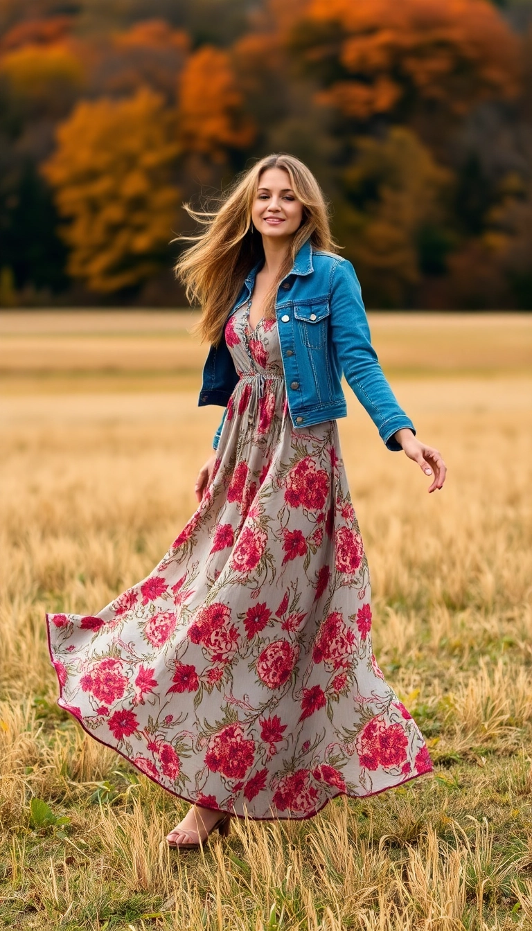 20 Trendy Thanksgiving Outfit Aesthetic Inspirations That Will Elevate Your Fall Wardrobe! - 8. Bohemian Maxi Dress with Warm Layers