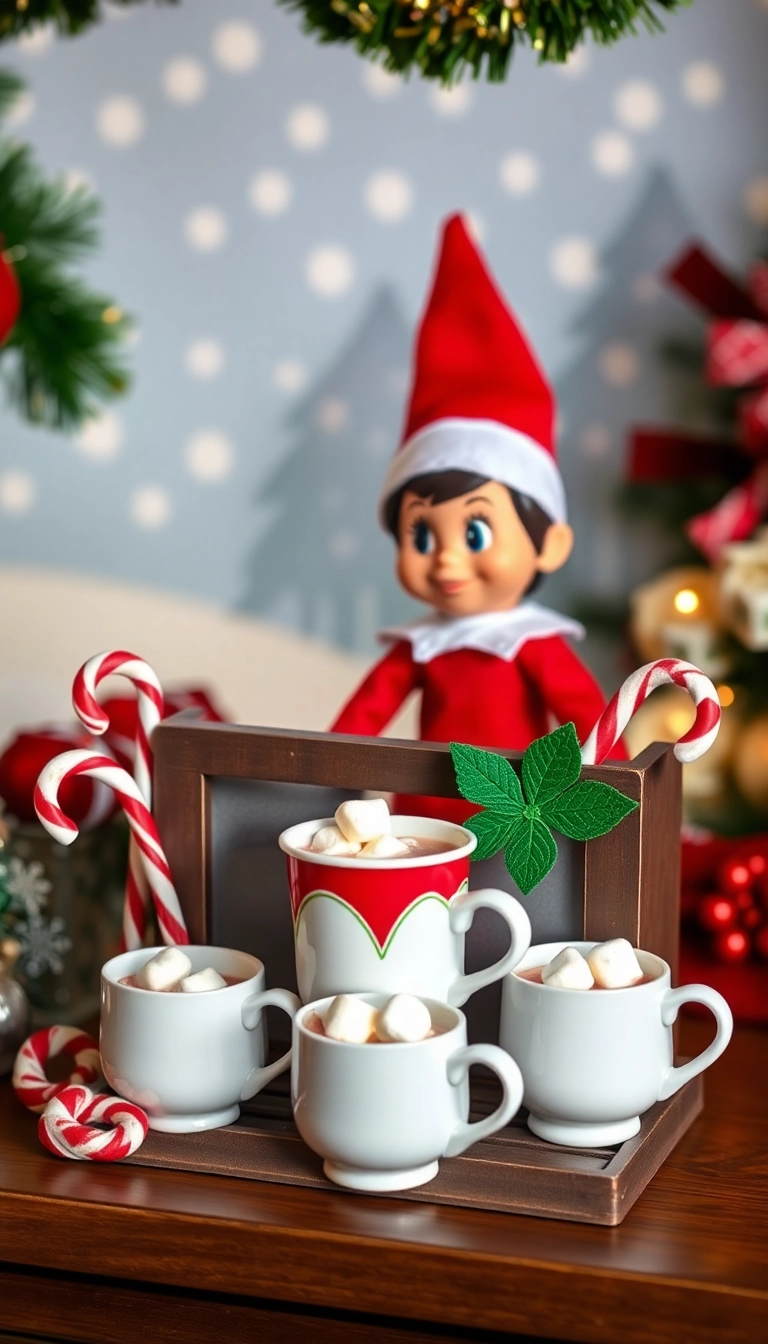 10 Easy Elf on the Shelf Ideas That'll Save Busy Parents Time and Stress! - 9. Elf’s Hot Cocoa Stand