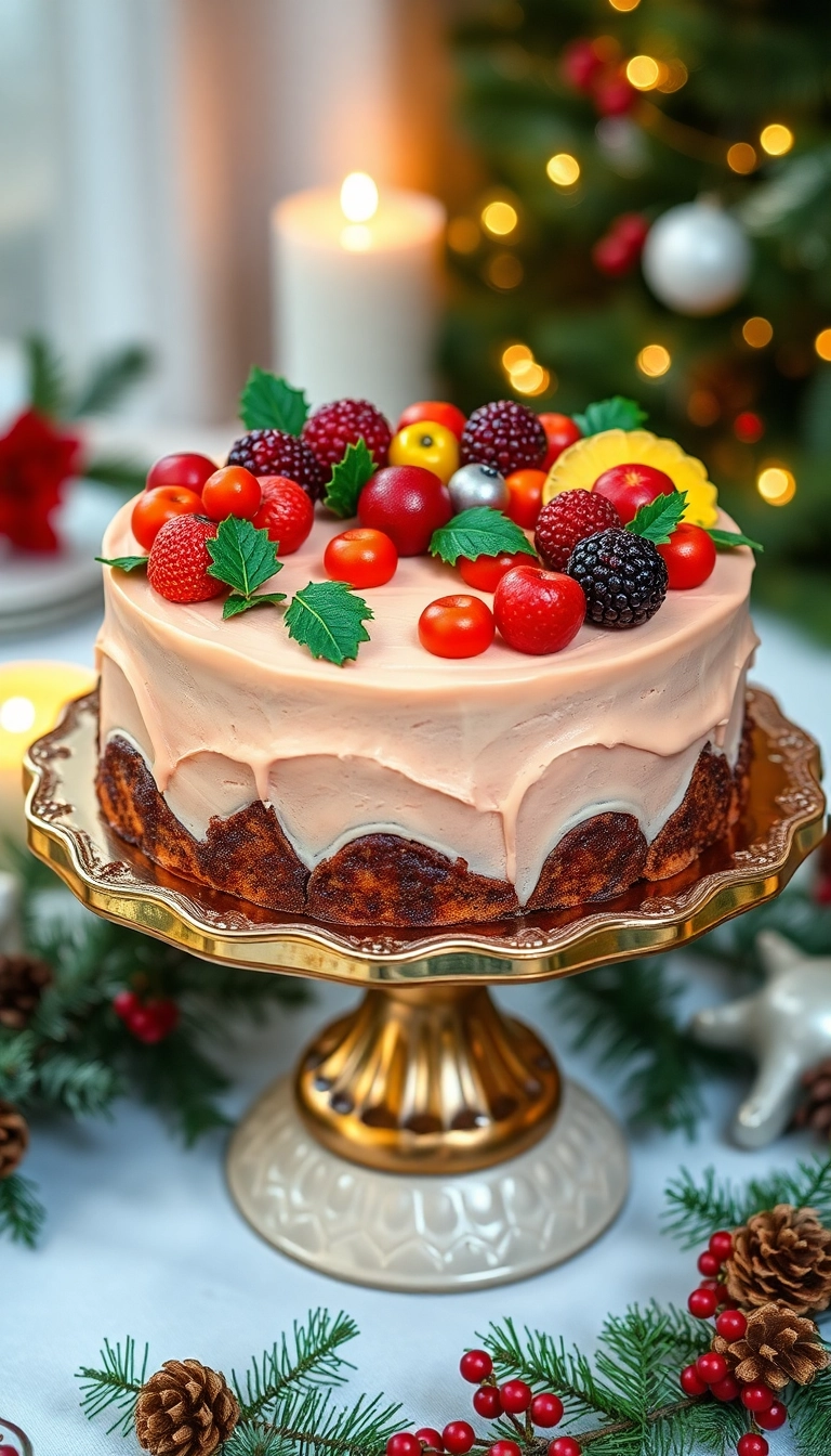 20 Stunning Christmas Cake Designs That Will Wow Your Guests (Number 7 Is a Showstopper!) - 17. Marzipan Fruit Cake