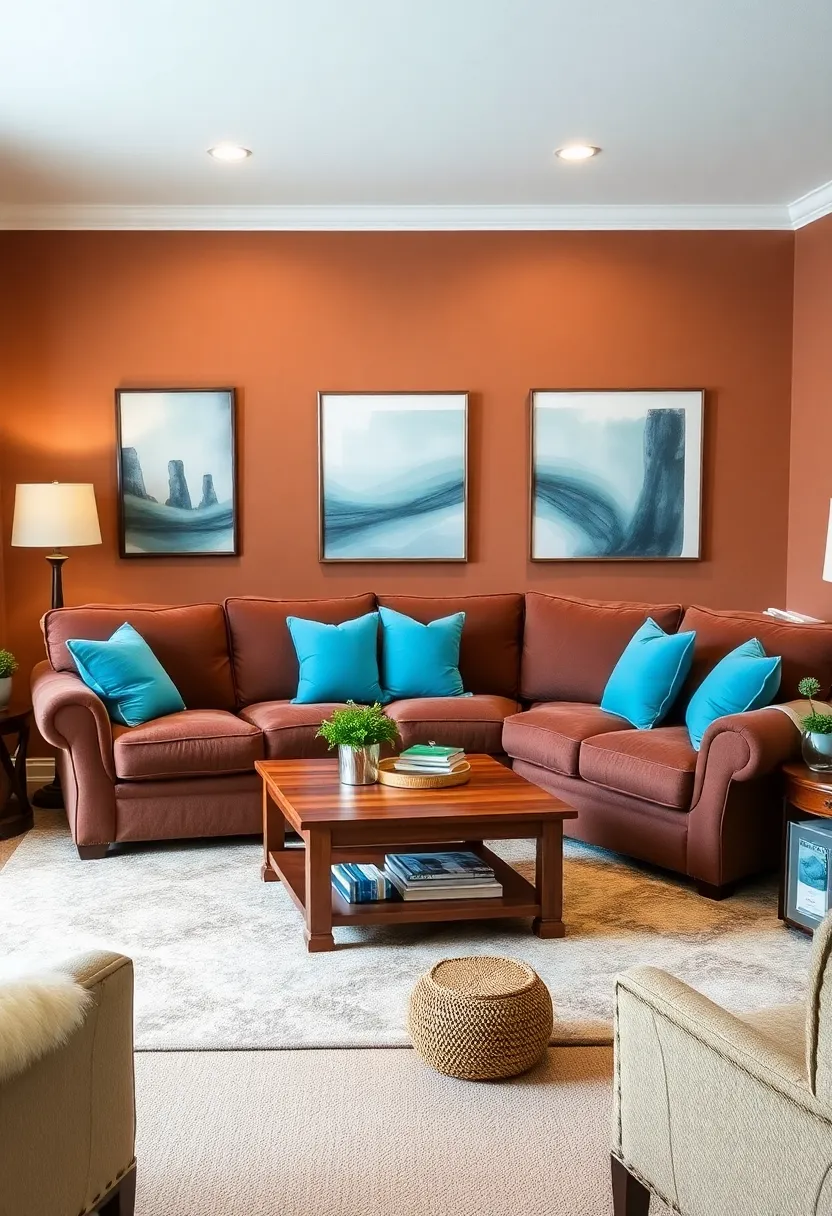 16 Bold Color Combinations That'll Make Your Neighbors Jealous (Watch Out for #3!) - 11. Cinnamon Brown and Sky Blue