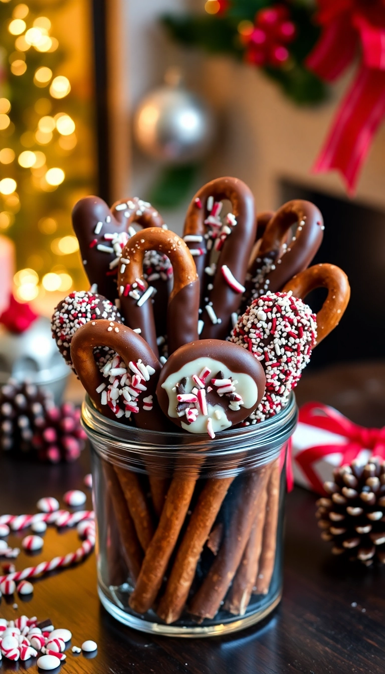 22 Festive Appetizers to Make Your Christmas Party Unforgettable (Don't Miss #7!) - 20. Chocolate-Dipped Pretzels