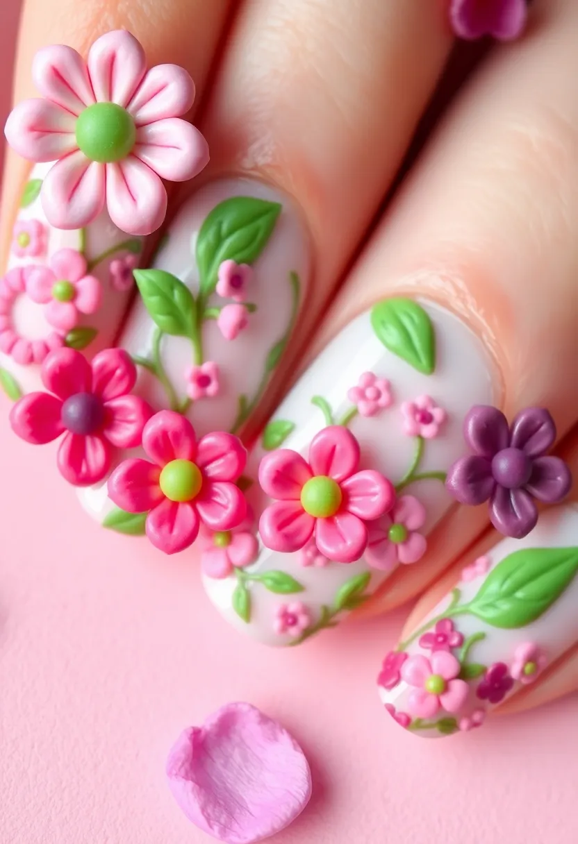 Spellbinding Arcane Nails: Transform Your Manicure Game - 11. Fantasy Floral: Blooming Creativity