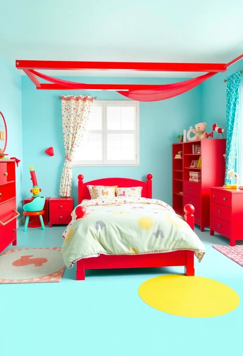 16 Bold Color Combinations That'll Make Your Neighbors Jealous (Watch Out for #3!) - 8. Bright Red and Cool Aqua