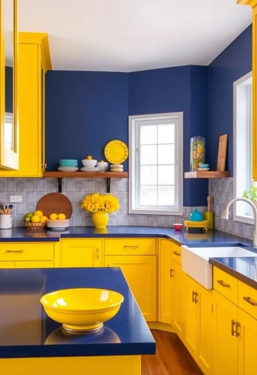 16 Bold Color Combinations That'll Make Your Neighbors Jealous (Watch Out for #3!) - 3. Sunny Yellow and Deep Indigo (Watch Out for This One!)