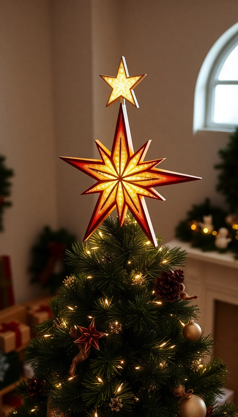 21 Wood Christmas Trees DIY That Will Light Up Your Holiday Spirit! - 15. Wooden Star Tree Topper