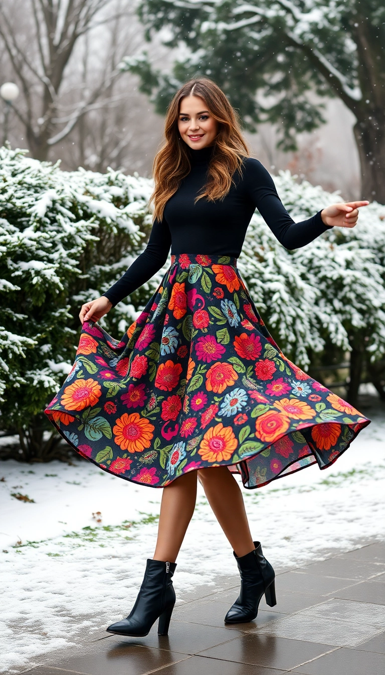 21 Trendy Winter Fashion Looks That'll Have Everyone Asking 'Where Did You Get That?' - 7. Printed Midi Skirts