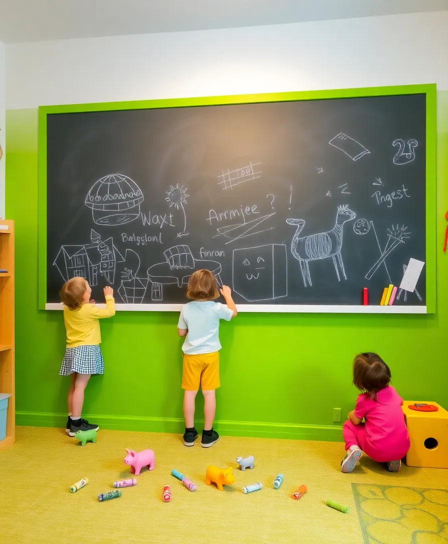 17 Adorable Greenboard Kids Room Ideas That'll Make Your Children Smile (Don't Miss #5!) - 1. Greenboard Chalkboard Feature Wall