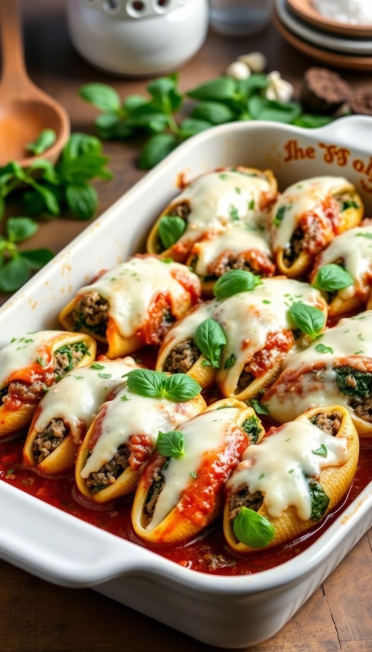 19 Cozy Dinner Ideas That'll Warm Your Heart and Home! - 9. Mushroom and Spinach Stuffed Shells