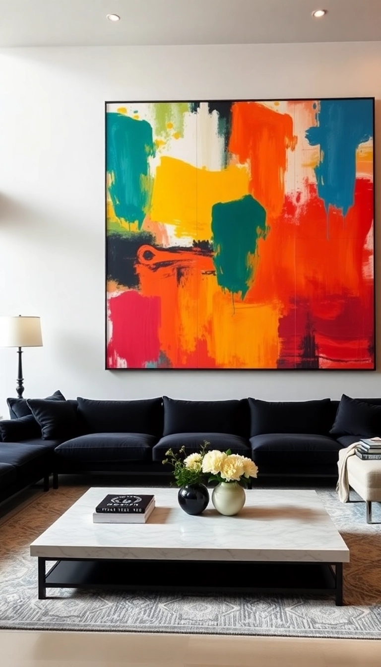 10 Large Blank Wall Living Room Ideas That Will Transform Your Space! - 4. Statement Artwork