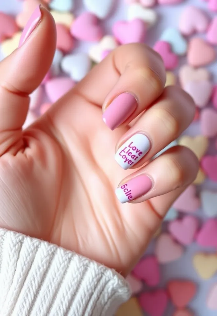 18 DIY Valentine's Nails You Can Create at Home (Even Beginners Will Love #9!) - 13. Candy Hearts