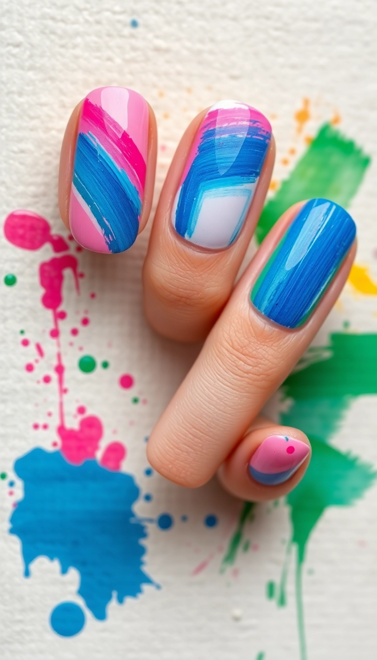 24 Punchy Nail Designs That'll Make You Want to DIY Right Now! - 21. Colorful Strokes