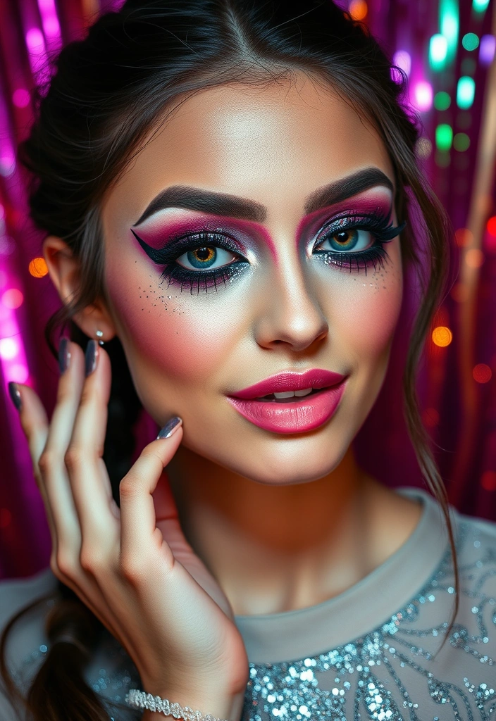 20 Elegant Dark Makeup Ideas for a Mysterious Allure (#8 Will Leave You Speechless!) - 15. Whimsical Dark Sparkle