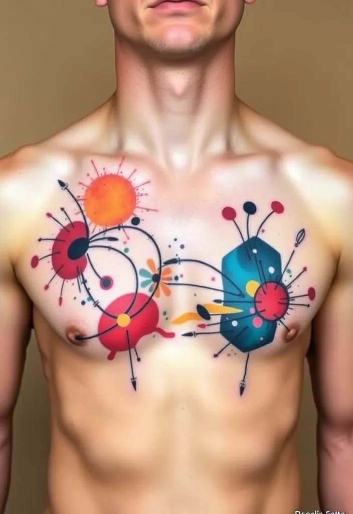 20 Stunning Chest Tattoos for Men That Will Turn Heads (You Won't Believe #15!) - 7. Abstract Art