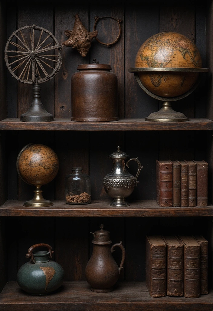 25 Dark Fantasy Decor Ideas That’ll Give Your Home a Hauntingly Beautiful Vibe! - 13. Dark Artifacts Display