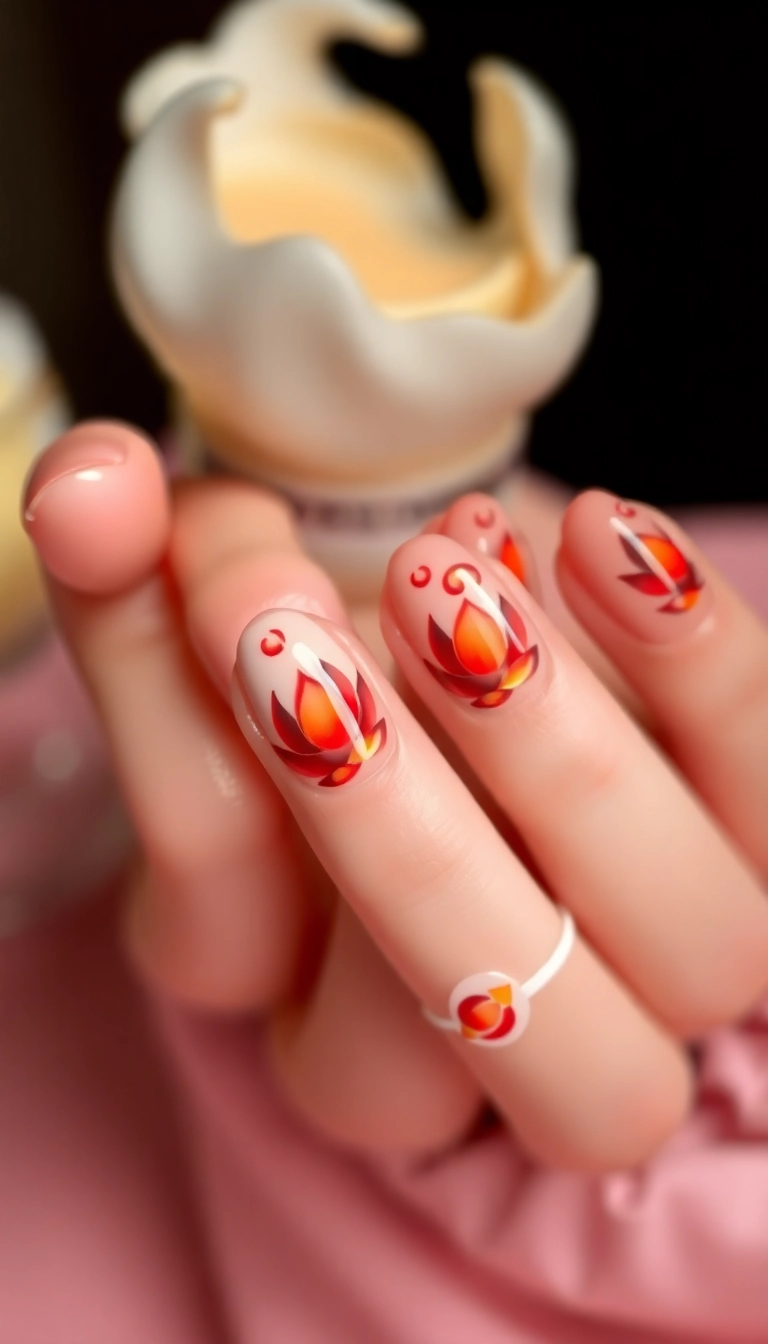 23 Fire Nail Inspirations That Will Ignite Your Creativity! - 10. Fire Lotus