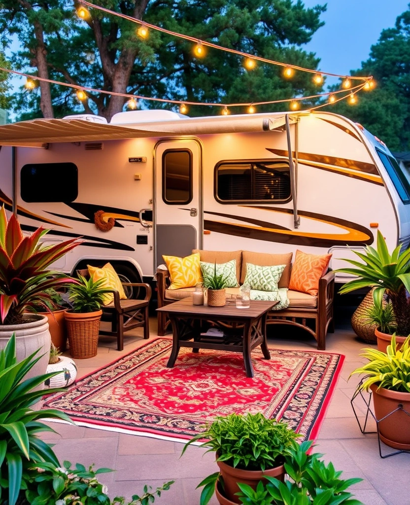 25 Cozy RV Decor Ideas That Will Make You Feel Right at Home on the Road! - 13. Cozy Outdoor Space