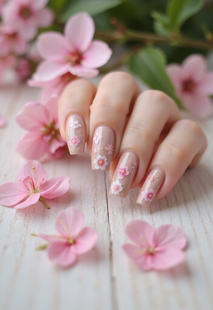 Transform Your Look with 15 Cherry Coded Nails DIY That Are Simply Irresistible! - 3. Cherry Blossom Accents