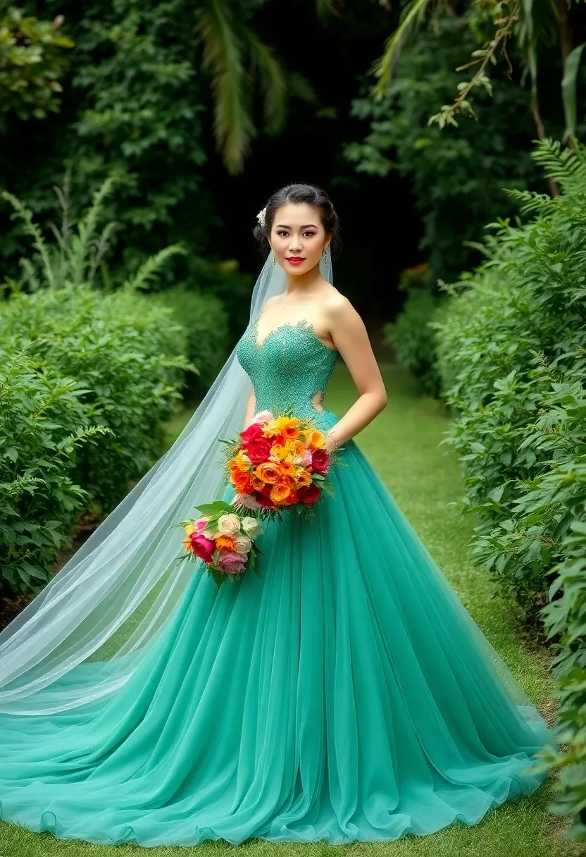 21 Stunning Green Wedding Theme Ideas That Will Make Your Heart Skip a Beat! - 8. Green Wedding Dress