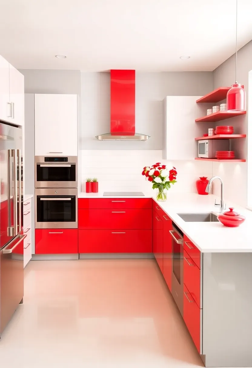 20 Colorful Kitchen Island Ideas That Will Brighten Your Home (Wait Till You See #7!) - 1. Radiant Red Revelry