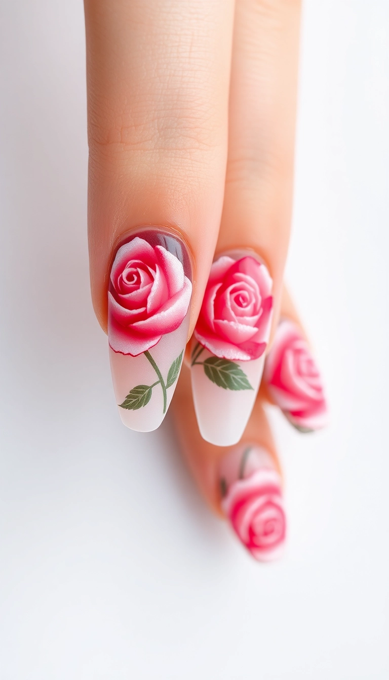 22 Gorgeous Rose Nail Ideas That Will Make Your Friends Green with Envy! - 8. Ombre Rose Fade