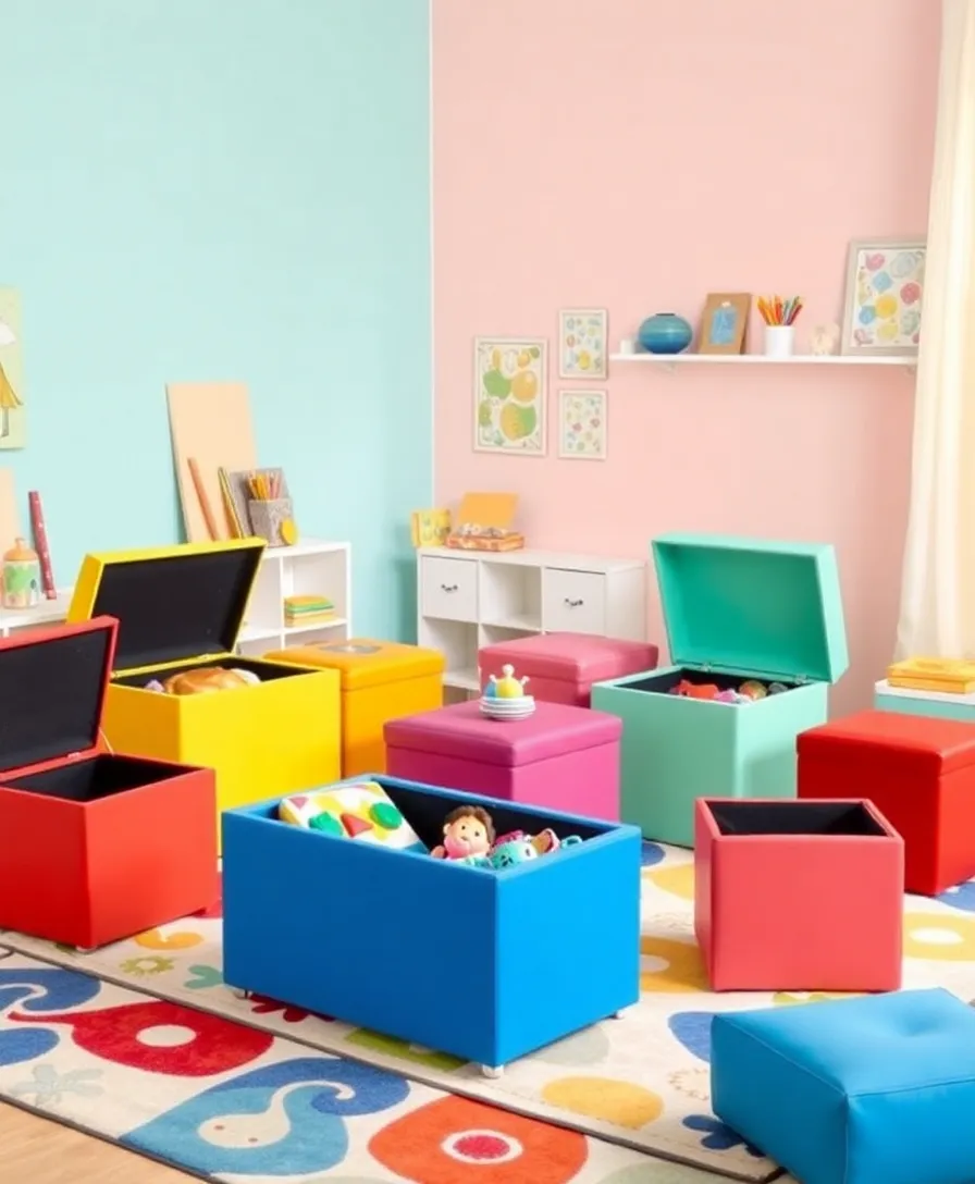 15 Stylish Kids' Room Furniture Ideas That Are Both Functional and Fun (Don't Miss #9!) - 2. Colorful Storage Ottomans