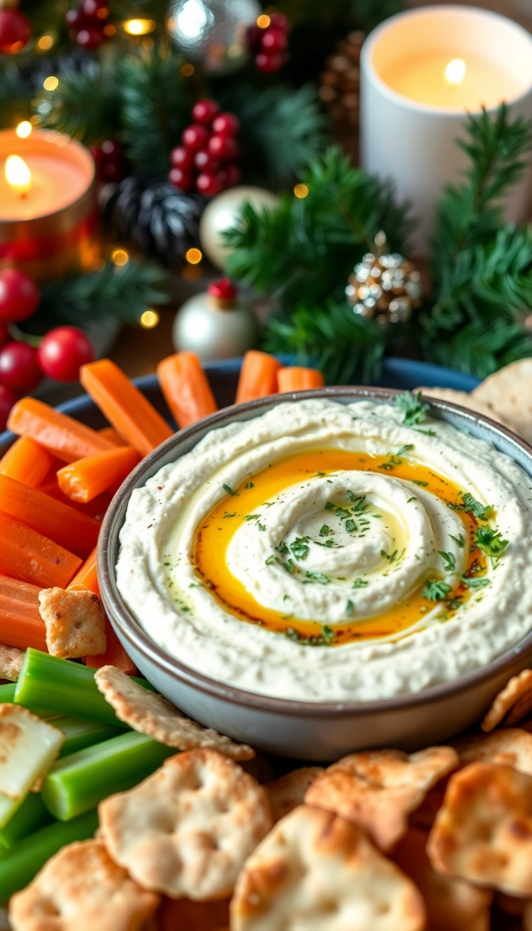 22 Festive Appetizers to Make Your Christmas Party Unforgettable (Don't Miss #7!) - 12. Roasted Garlic and Herb Hummus