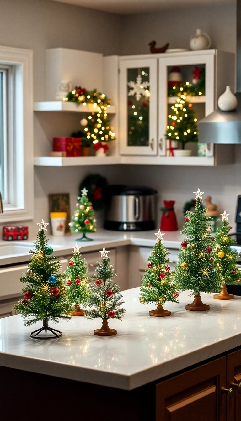 21 Christmas Kitchen Decor Ideas That'll Make You Feel the Holiday Spirit! - 14. Mini Christmas Trees