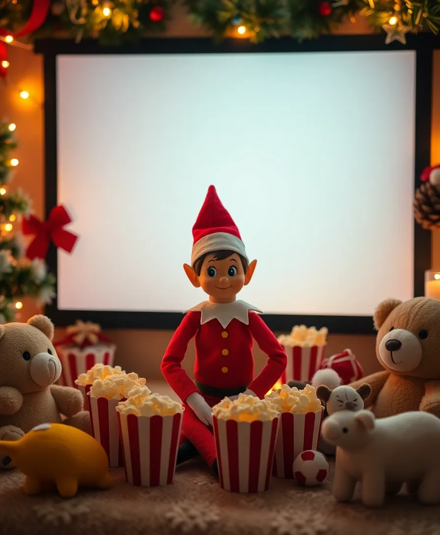 18 Easy Elf on the Shelf Ideas for Toddlers (Get Ready for Giggles with #14!) - 18. Elf enjoying a Movie Night