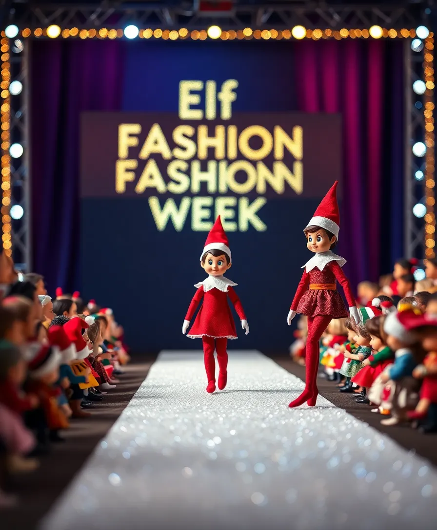 10 Outrageously Funny Elf on the Shelf Ideas for Adults This Holiday Season! - 10. Elf's Holiday Fashion Show