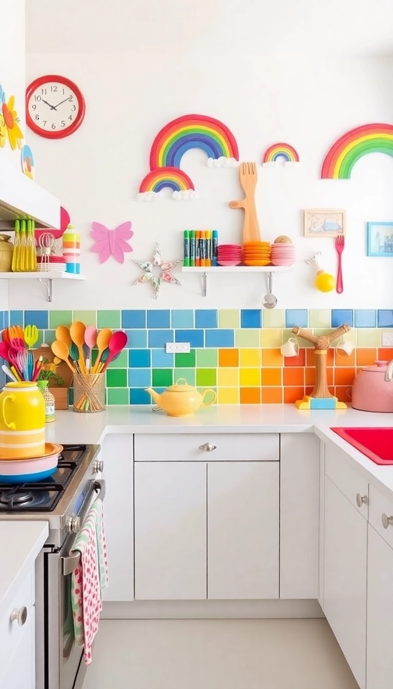 20 Vibrant Kitchen Color Palettes That Will Make You Smile Every Time You Cook! - 6. Whimsical Rainbow