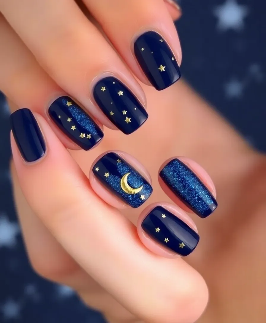 Glitter & Glam: Perfect New Year’s Nails for a Sparkling Start - 3. Starry Night Skies