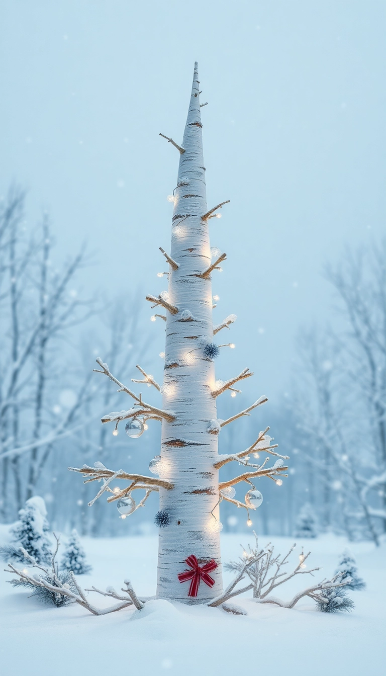 21 Wood Christmas Trees DIY That Will Light Up Your Holiday Spirit! - 13. Birch Tree Decor