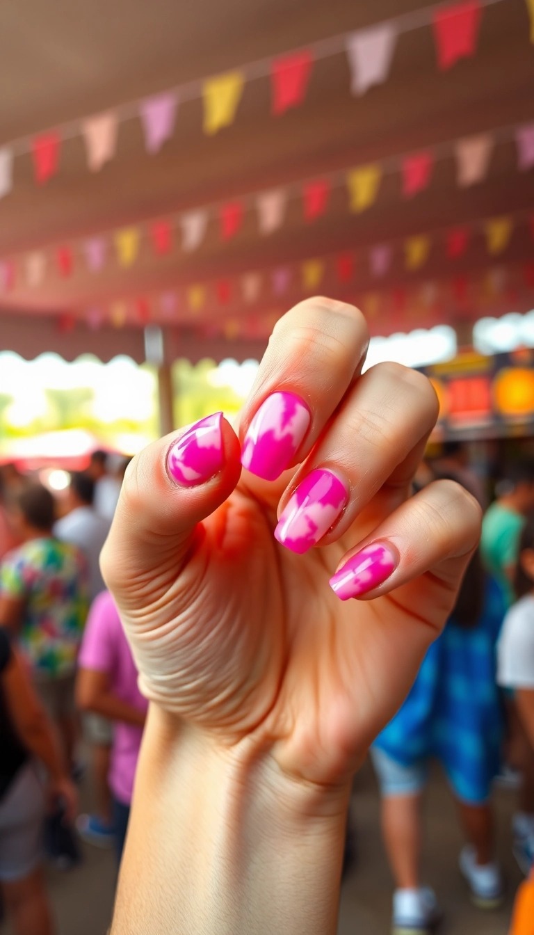 27 Stunning Pink Nail Ideas That Will Turn Heads (You Won't Believe #15!) - 20. Pink Tie-Dye