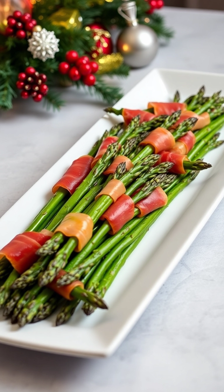 21 Christmas Party Food Ideas That Will Steal the Show (You Won't Believe #10!) - 17. Prosciutto-Wrapped Asparagus