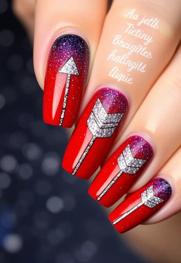 13 Fun Valentine's Nails for Kids That Will Make Their Day Extra Special! - 5. Glittery Cupid Arrows