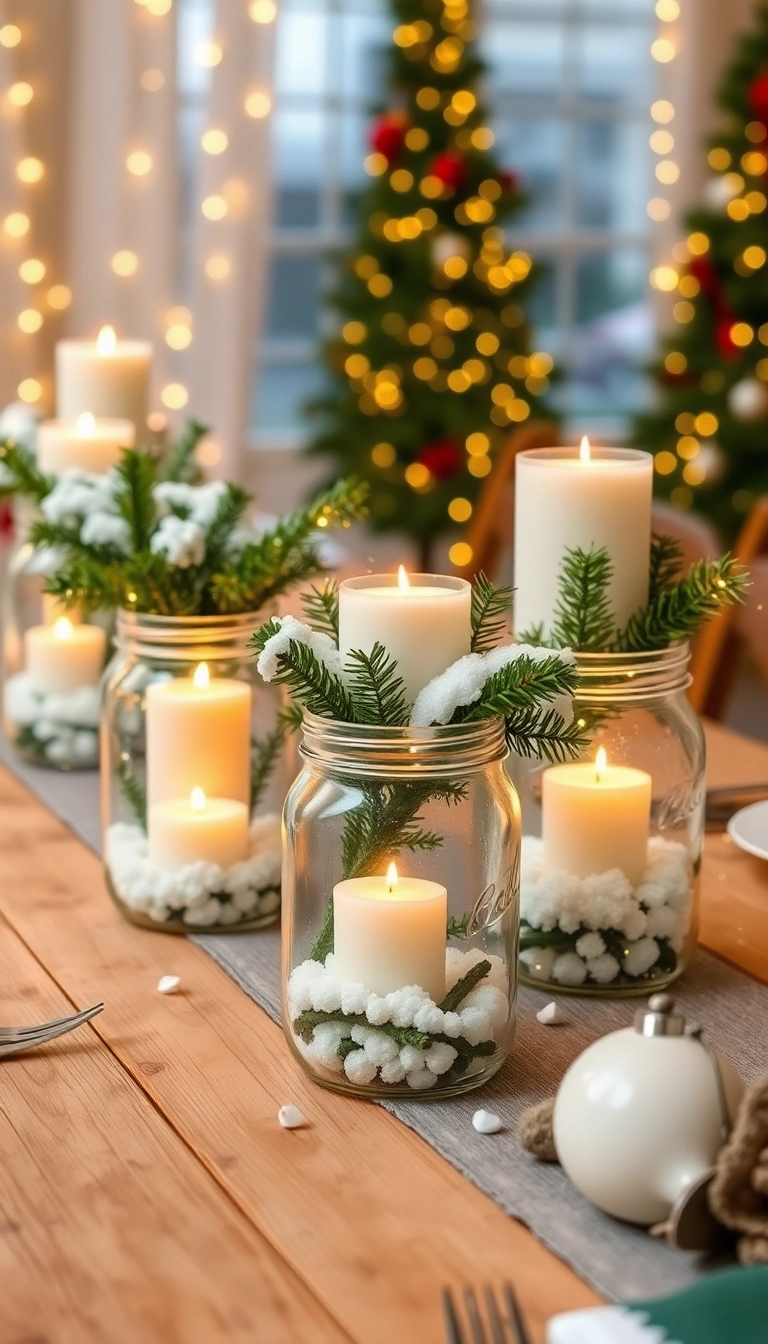 15 Easy DIY Christmas Decor Projects That Will Impress Your Guests (and Save You Money!) - 3. Festive Mason Jar Centerpieces