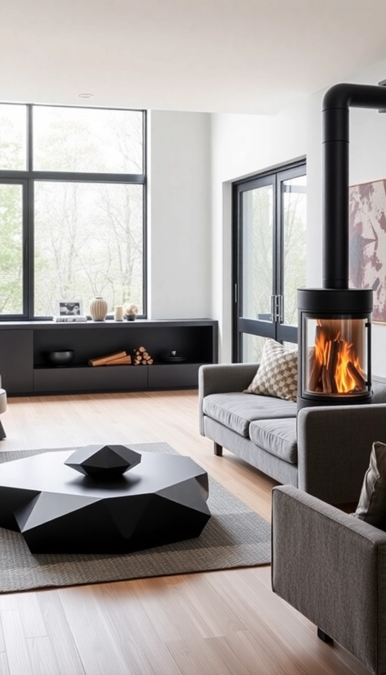 10 Cozy Wood Burning Stoves Ideas for Your Living Room (You'll Want to Snuggle Up with #4!) - 2. Sleek Modern Design