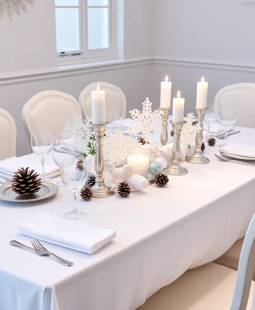 16 Gorgeous Christmas Table Decor Ideas That Will Dazzle Your Guests. - 2. Winter Wonderland White