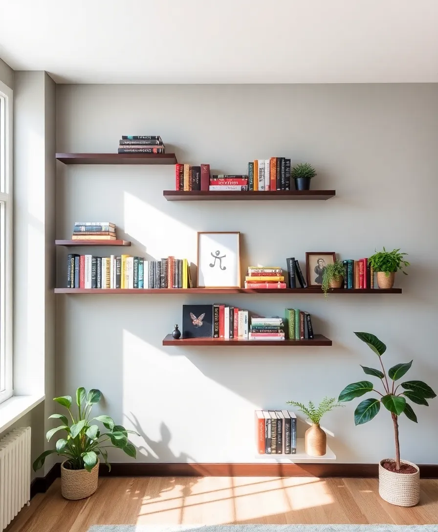 13 Book Storage Aesthetics That Make Minimalism Look Stunning (You’ll Love #5!) - 1. Floating Shelves: A Breath of Fresh Air