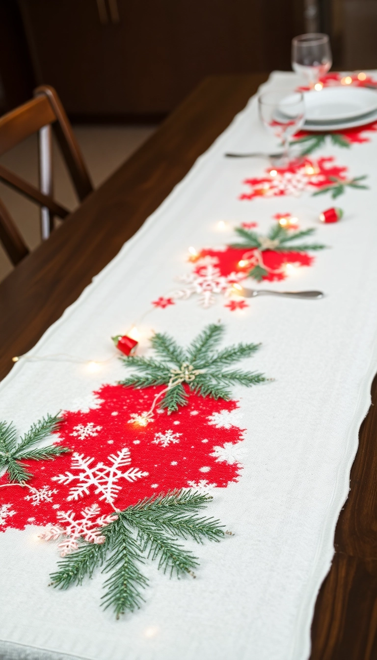 21 Creative DIY Christmas Place Setting Ideas That Will Wow Your Guests! - 7. Snowy White Table Runner