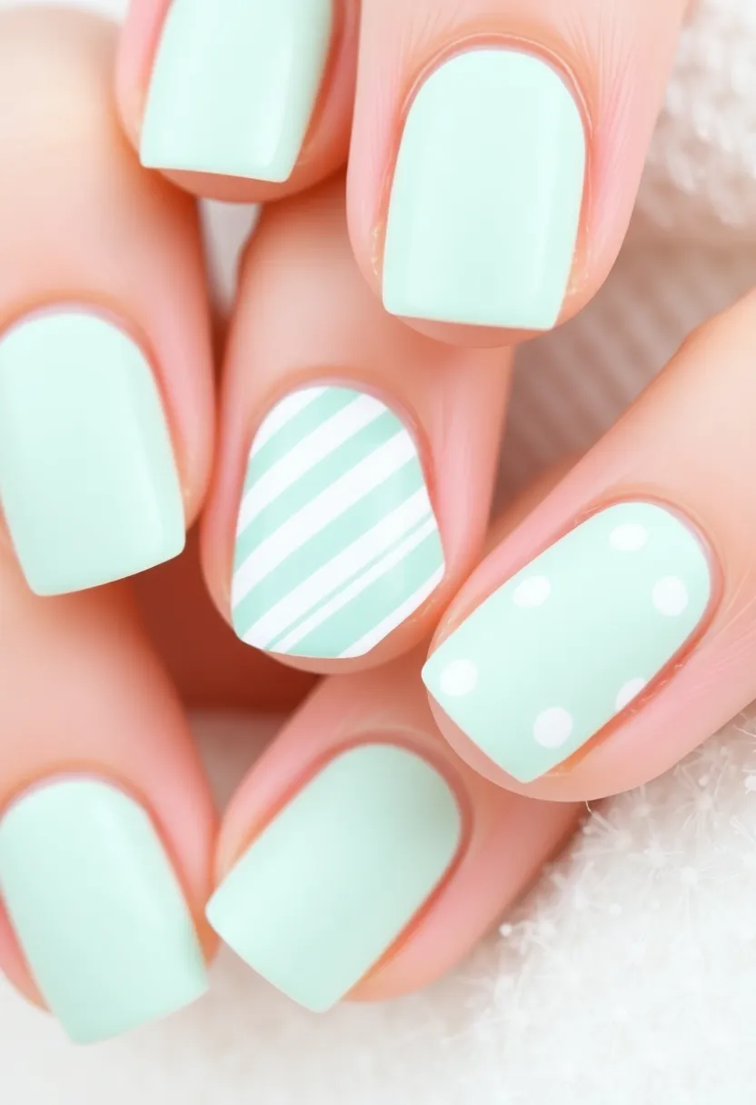 14 DIY January Nail Designs You Can Create in Under 30 Minutes! - 13. Fresh Mint and White