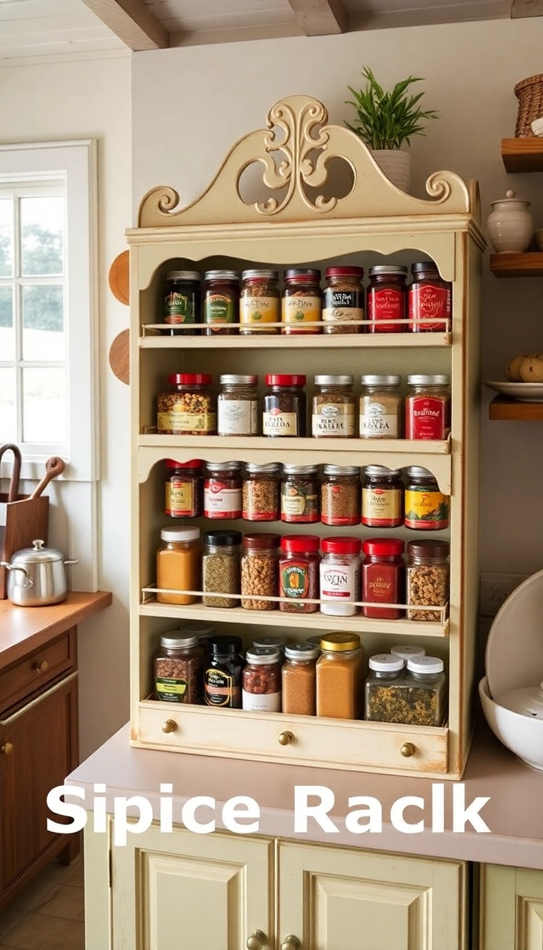 19 Vintage Kitchen Ideas That’ll Transport You Back in Time (Don’t Miss #12!) - 18. Vintage Spice Racks