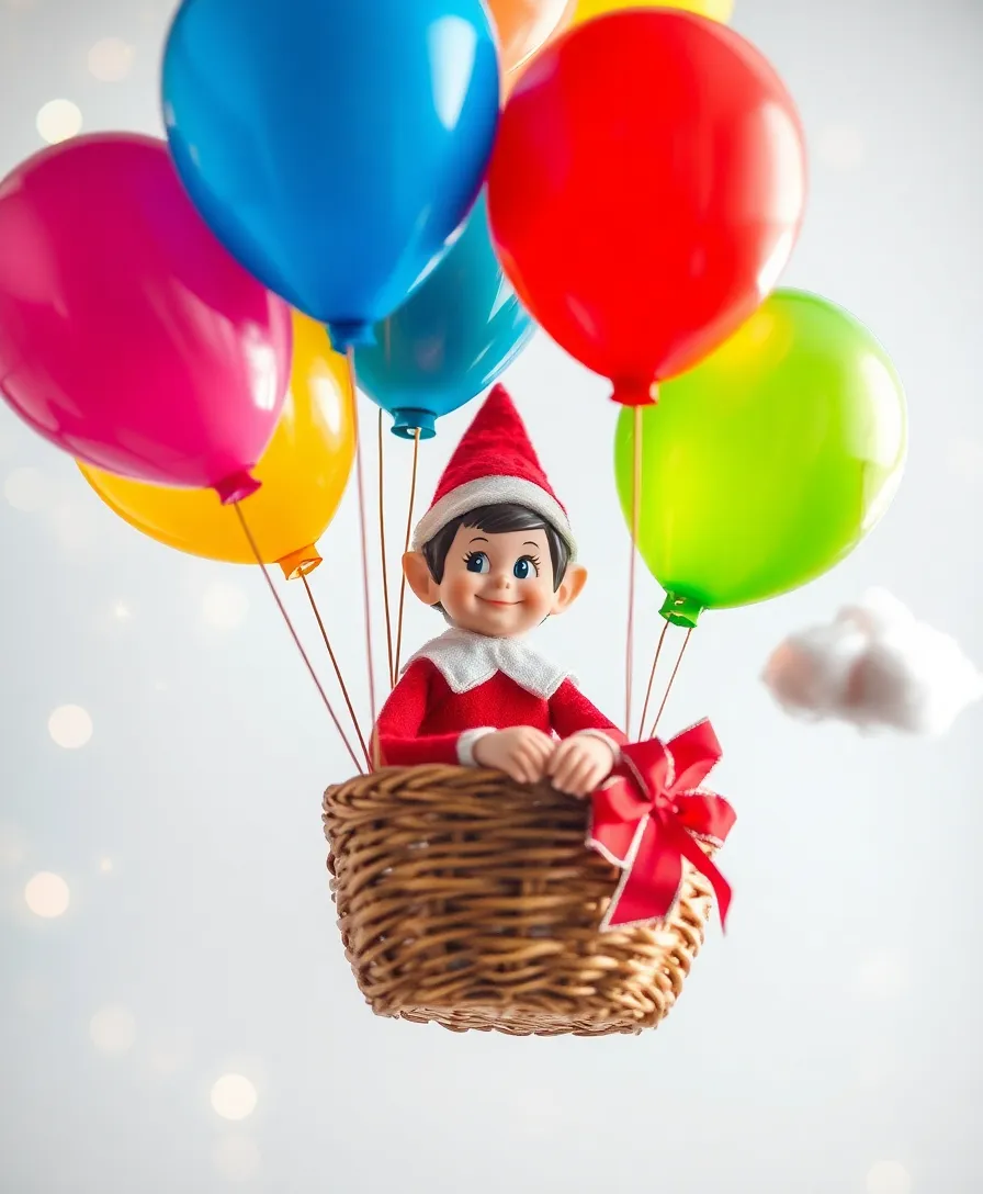 18 Easy Elf on the Shelf Ideas for Toddlers (Get Ready for Giggles with #14!) - 10. Elf in a Balloon Ride